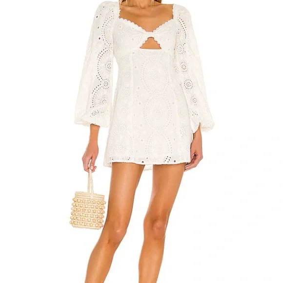 MAJORELLE White Eyelet Mini Dress - Picture 1 of 3